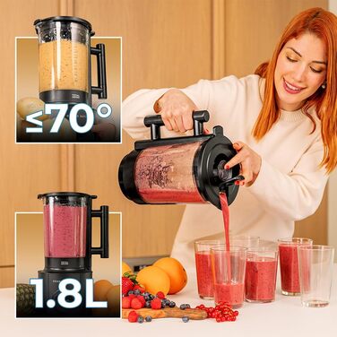 Cecotec Stand Mixer Grand Katana 2700MAX Total Destroy Screen B. Maximum Power 2700W, Digital Display, 8-Blade Knife with Black Titanium Coating, 1.8L Glass Jug Black / Display