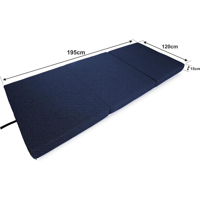 Складаний матрац Sunnypillow Premium 120x195x15 см, трисекційний, знімний чохол, синій, товщина 15 см, гостьовий, туристичний, пінополіуретан