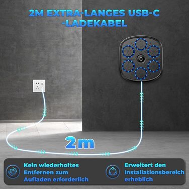 Музична боксерська машина з LED-підсвічуванням та Bluetooth, 9 режимів швидкості, з рукавичками, чорна