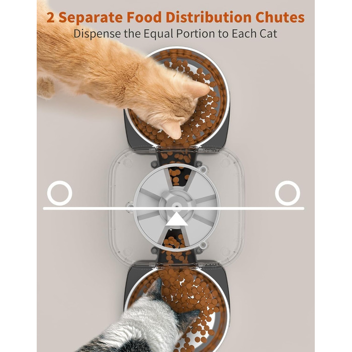 Автоматичний годівник для котів та собак HoneyGuardian з Wi-Fi, 2 миски, керування через додаток, 5G/2.4G, чорний, 3.5 л