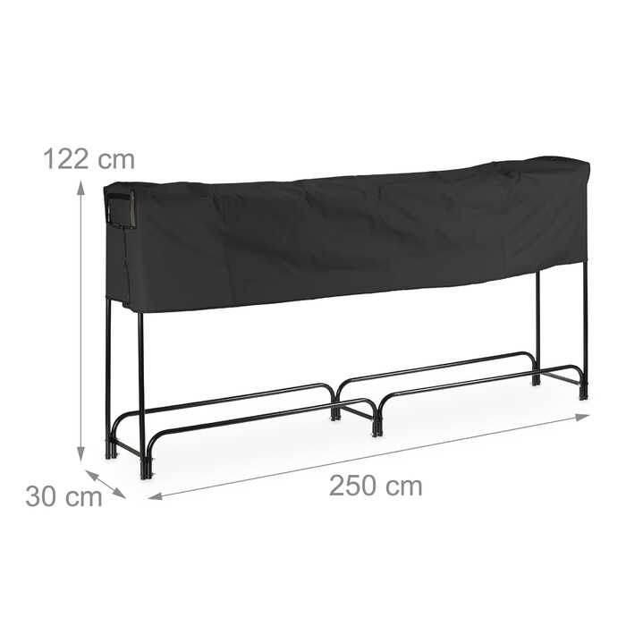 Relaxdays Black Firewood Rack with Cover