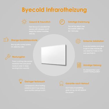Інфрачервовий обігрівач Byecold 300 Вт з підставкою, інфрачервовий нагрівач, обігрівач, панель, економний, захист від перегріву, білий