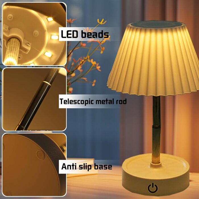 Настільна LED лампа акумуляторна 2 шт., телескопічна, з USB зарядкою, диммер сенсорний, нічник для спальні, вітальні, приліжкова