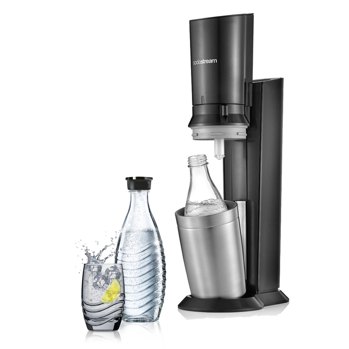 Сифон для води SodaStream Crystal 2.0, скляний графин + балон CO2, чорний