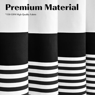 Шторка для душу Seasonwood, смугаста з бахромою, для ванної кімнати, важка, 183 x 183 см, чорно-біла