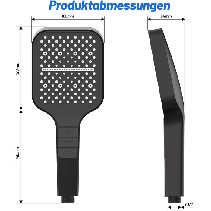 Насадка для душу VEHHE з економним споживанням води, 7 режимів, дощова лійка з кнопкою зупинки, регулюванням однією рукою та силіконовою форсункою, що запобігає засміченню, велика душова лійка з підвищеним тиском (срібна) (7 режимів / сіра)