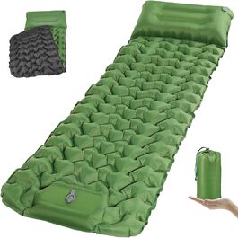 Надувний килимок для кемпінгу Isomatte - самонадувний, 9 см, для авто, намету, трекінгу, пляжу (зелений)