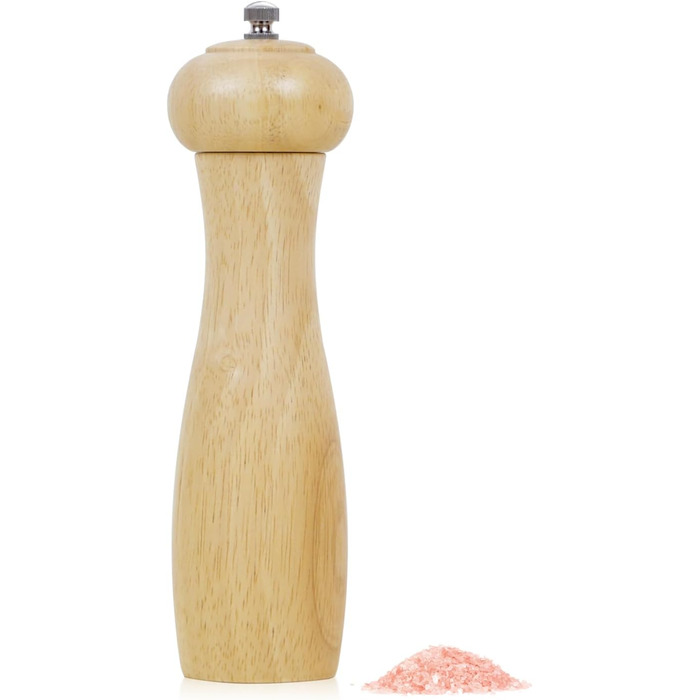 Дерев'яні соляні та перечні млини, 20 см, з регулюванням ступеня помелу, наповнювані вручну, з дуба, для кухні - набір 2 шт.