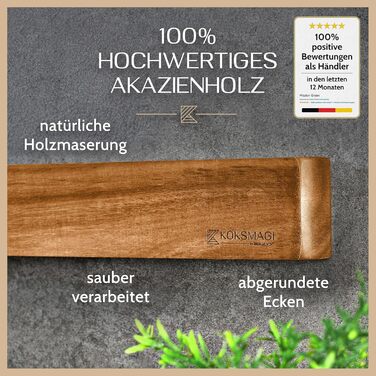 KÖKSMAGI® Magnetic Knife Strip OSKAR (40 cm) - magnetic wooden knife strip with an extremely strong magnet for heavy knives - self-adhesive (3M adhesive tape) & with drilling accessories