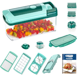 Набір для нарізки Genius Nicer Dicer Fusion, 13 частин, смарагдовий, для овочів та фруктів