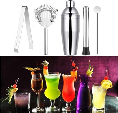 Набір для коктейлів GOLDGE 12 предметів: шейкер 750 мл, міксер, аксесуари для бару з нержавіючої сталі для дому та бару