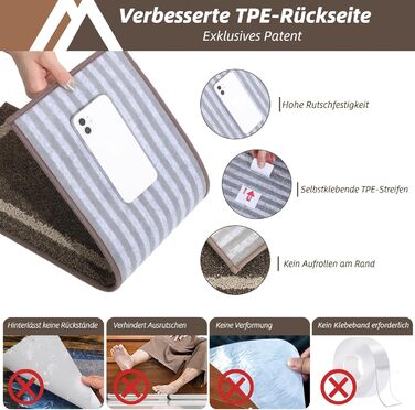 Килимок для сходин COSY HOMEER 70x22 см (15 шт.), самоклеючий, антиковзкий, для дому, машинного прання, 100% поліестер, TPE-підкладка (Коричневий, 4 шт.)