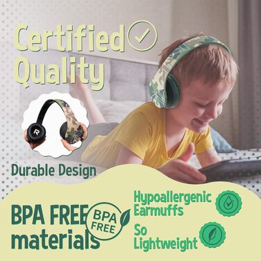 Дитячі навушники PowerLocus Bluetooth з обмеженням гучності 85dB, складні, з чохлом, Over-Ear, бездротові та з кабелем, з мікрофоном, підтримка Micro-SD, камуфляж (для телефону, ПК, планшета)