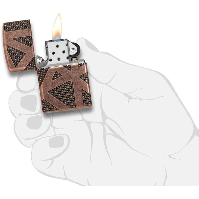 Zippo Armor Lighter, Antique Copper, Geometric Design, 360, One Size