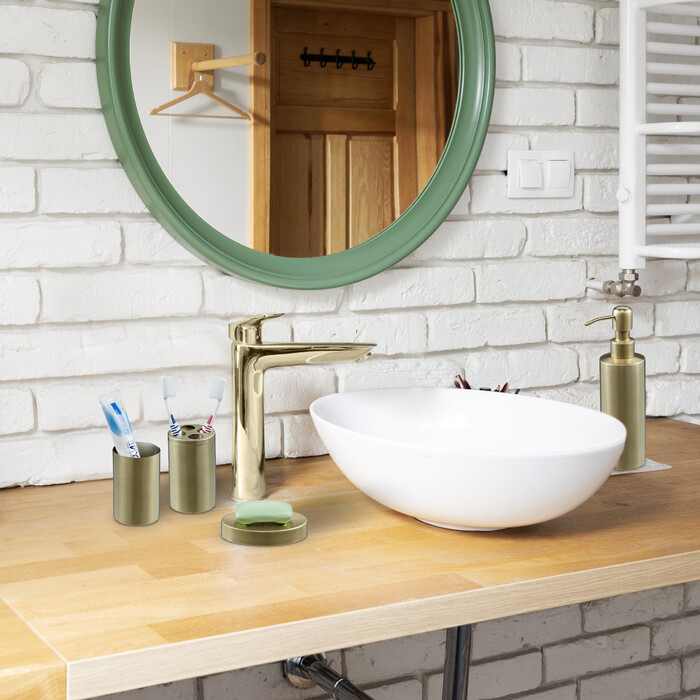 Relaxdays 4-Piece Bathroom Set in Gold