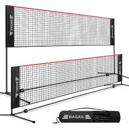 BAGAIL Adjustable Badminton Net Set - Portable Badminton, Tennis & Volleyball Net with Stand & Carry Bag (4.2M, Red/Black)