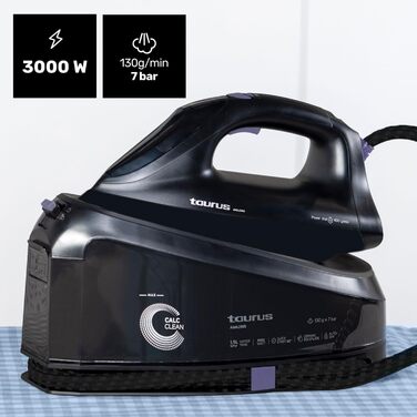 Праска Taurus Amazing SSD3000: потужність 3000W, 7 бар, керамічна підошва, 1.5л резервуар, електронний паровий удар 400г/хв