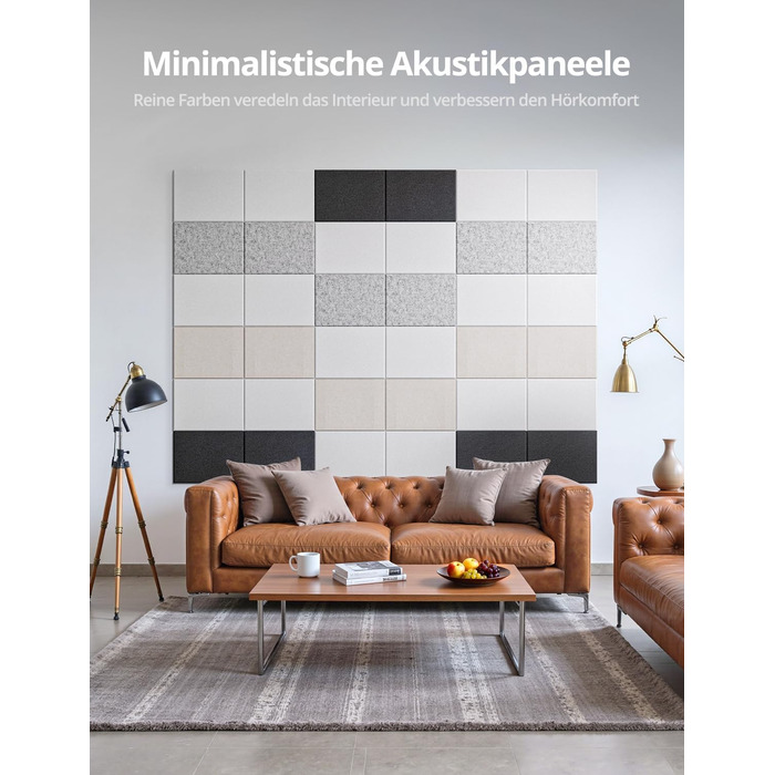 Акустичні панелі для звукоізоляції стін прямокутні, шумопоглинаючі панелі високої щільності з самоклейкою, чорні (30x40x0.9 см, 12 шт)