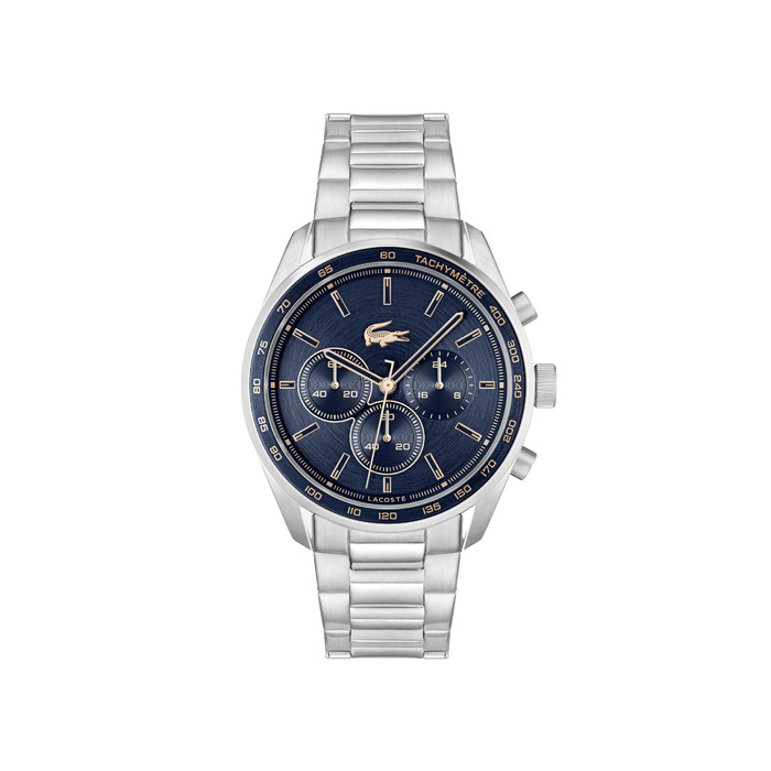 Годинник чоловічий Lacoste Boston Chronograph кварцовий з шкіряним або металевим браслетом (Navy, Метал)