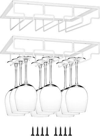 Підставка для келихів вина QWORK® - 2 шт. (3 ряди, білий метал) для кухні та бару