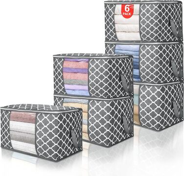 6 містких мішків для зберігання одягу Budding Joy 90л з кришкою, для переїзду та зберігання, квітковий принт