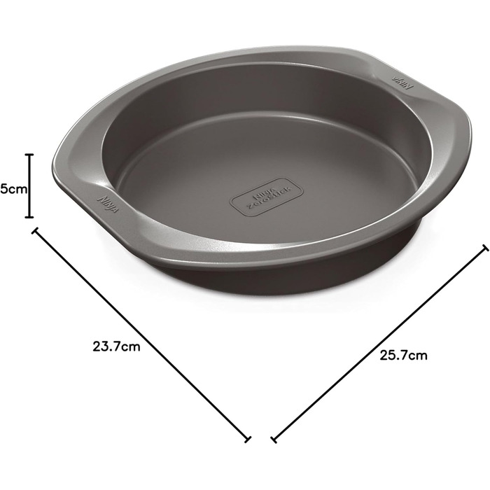 Ninja Foodi ZEROSTICK Round Cake Tin, 22 cm, non-stick coated, durable, robust cake tin, made from aluminized steel, grey, B30308EUUK