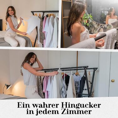 Clothes rack/Laundry rack + Bag Moritz black [Extendable 1.30-2.0m, foldable, very Stable Stainless Steel] Clothes rail, coat rack, hallway coat rack, open wardrobe