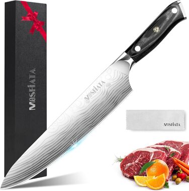 MOSFiATA Кухонний ніж 10 дюймів (25 см) - професійний ніж для м'яса з високоякісної сталі EN1.4116, ідеальний для шеф-кухарів, ніж для кухні, ніж кухаря, з подарунковою упаковкою