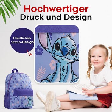 Рюкзак Disney Stitch для дівчаток: Шкільний, дорожній, спортивний, фіолетовий 40x30x15 см