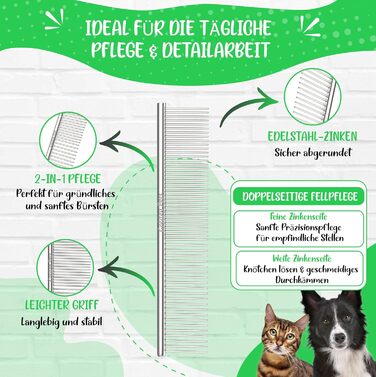 Зубчаста щітка для собак та котів з захисними нопочками - видаляє підшерсток, ковтуни та вузли. Ідеальна для довгошерстих порід, наприклад, кокапу, пуделів. Щітка для щоденного догляду за шерстю, розмір M-L. Професійний гребінець для шерсті.