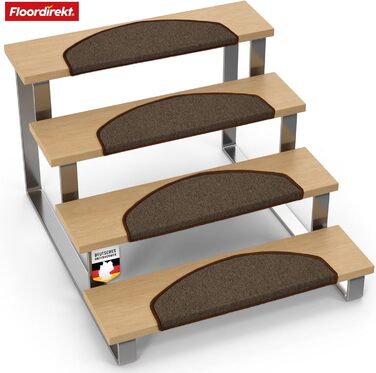 London Pro Stair Treads - 15 Piece Set - Non-Slip Carpet Stair Treads, 25x65 cm (Brown)