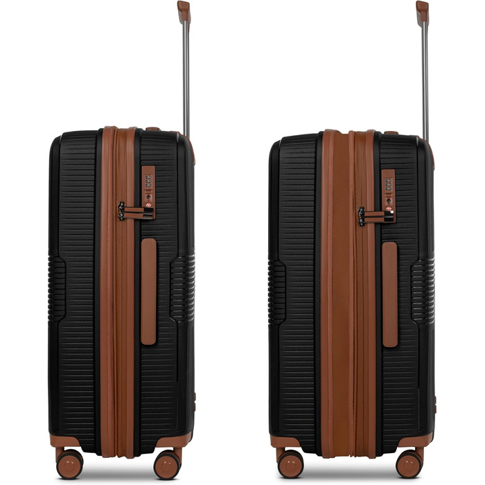 Набір валіз Eco Edition 3 шт. | Розширювані валізи з TSA-замком | Чорний колір, валіза M (67 см)