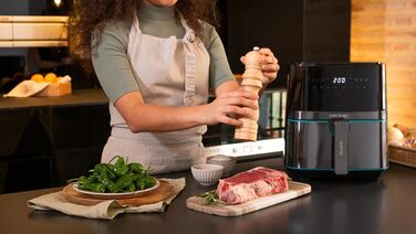 Фритюрниця без олії Cecotec Cecofry Full InoxBlack Pro 5500, 5.5 л, 1700 Вт, 8 режимів, PerfectCook, сталь