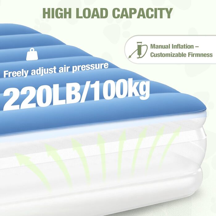 Надувне лежак для собак Lekereise Outdoor, 126x66x12 см, сірий, для собак середніх та маленьких порід, знімний та пральний чохол, для відпочинку в подорожах та на вулиці