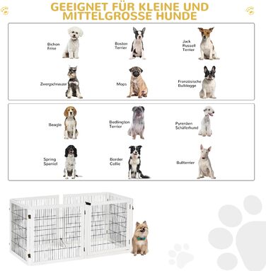 Захисне загородження для собак PawHut - регульоване, самостійне, дерев'яне, 6 панелей, 70H x 432B см