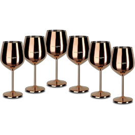 Набір келихів для вина з нержавіючої сталі Echtwerk, 6 шт., 0,5 л, срібна серія (для кемпінгу, коктейлів, червоного вина)