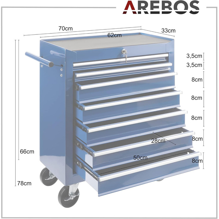 Arebos 7-Drawer Tool Wagon