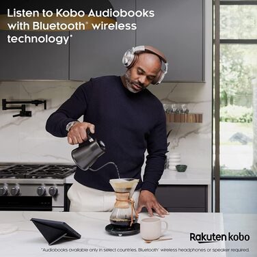 Kobo Sage: Електронна книга з 8-дюймовим HD-екраном Carta E Ink, водонепроникність, Bluetooth, Wi-Fi, 32GB, регулювання яскравості та колірної температури, фільтр блакитного світла