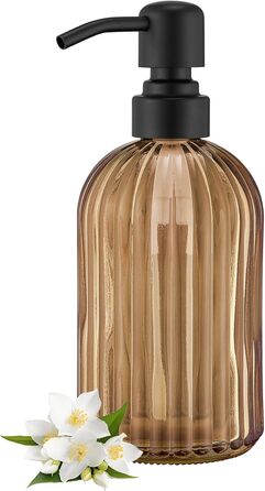 Дозатор для мила з бурштинового скла, 473 мл, з щіткою для миття, для ванної кімнати та кухні, з золотою помпою, преміум-якість