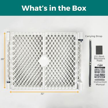 Laufstall для собак North States MYPET Petyard, 6 панелей, 66 см, розкладний, для дому та вулиці, сірий (Feldstone)