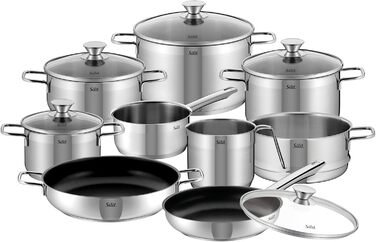 Silit Scalea 6-Piece Induction Cookware Set - Stainless Steel Pots and Pans with Glass Lids, Non-Stick Fry Pan, Dishwasher Safe