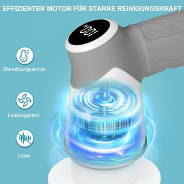 Електрична щітка для чищення, портативна, з обертанням, акумуляторна, 5 насадок, для миття дисків, плитки, ванної, кухні, підлоги, кутів, вікон та авто