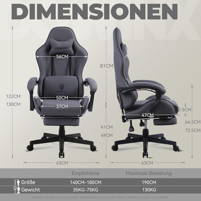 Ігровий крісло Dowinx з підголівником та підставкою для ніг, сірий - Upgrade