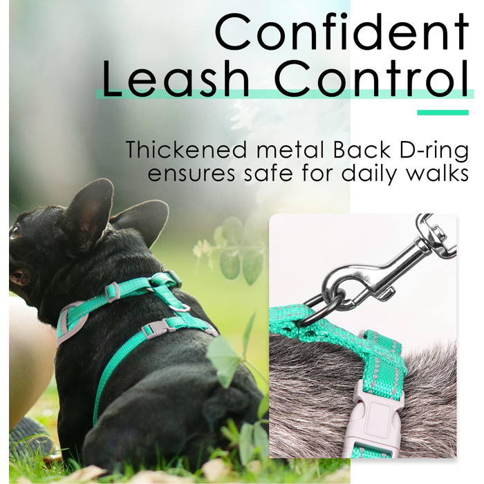Шлейка для собак ThinkPet No-Pull, дихаюча, для маленьких, середніх та великих собак, регульована, м'яка, для прогулянок, з контролем, з підкладкою, світловідбиваюча (зелена, S, 1 шт.)
