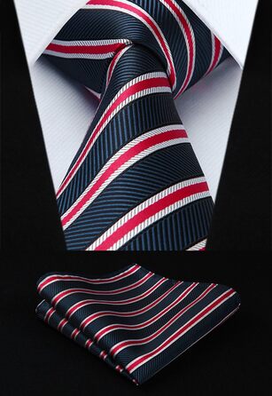 HISDERN Комплект краваток для чоловіків (5 шт) з кишеньковим хустинкою. Класичні краватки з шовку для весілля та особливих подій. У подарунковій коробці.