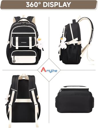 Шкільний рюкзак для дівчаток 2 в 1: рюкзак та сумочка, 3-7 клас, 45 см, чорний