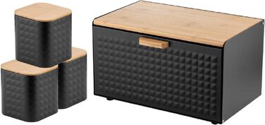 Бротокнига Florina CUBE: сталева бротокнига з бамбуковим кришкою + набір з 3 контейнерів для зберігання CUBE I | Чорний колір
