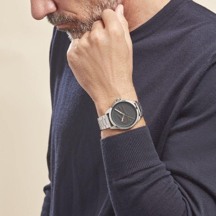 Годинник чоловічий Lacoste LE Croc Analog Quartz сріблястий браслет - 2011131