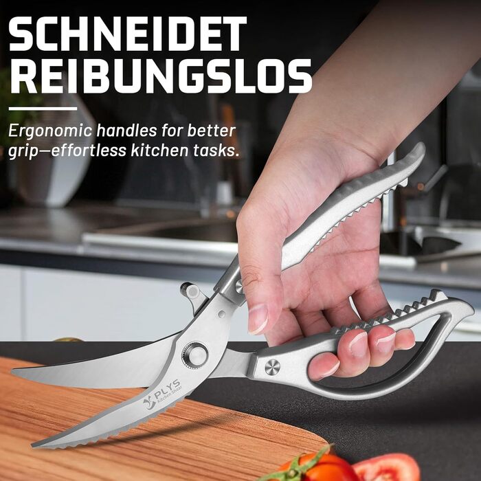 Ніж для курки з нержавіючої сталі Plys: професійний кухонний ніж для птиці, ріже кістки, сріблястий