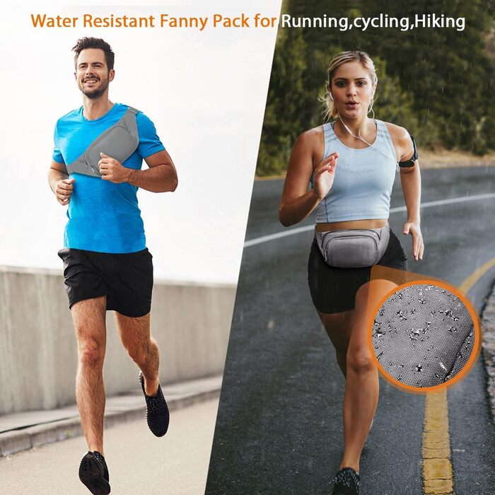 Чоловіча/Жіноча поясна сумка-бананка 4 Taschen, велика місткість, чорна/сіра, для iPad mini/iPhone 12 Pro Max, водонепроникна, з регульованим ремінком